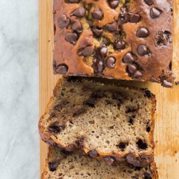 chocolate chip banana bread sliced