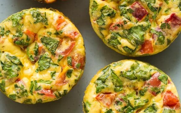 mini frittata muffins overhead close up